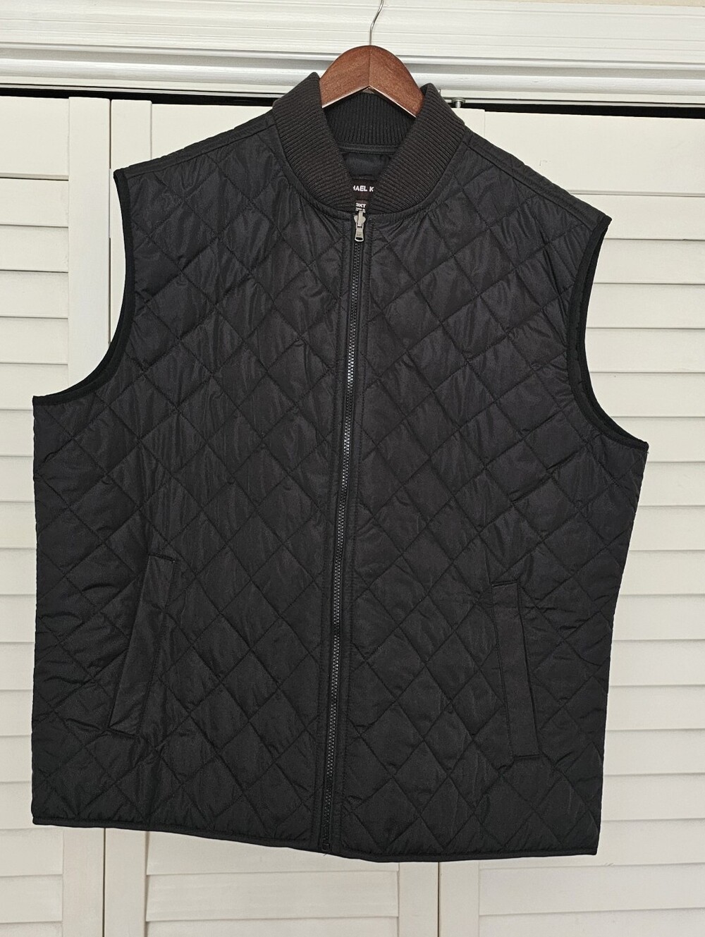 Michael Kors Mens Quilted Vest Size 3XT Black Zip Front Lightweight